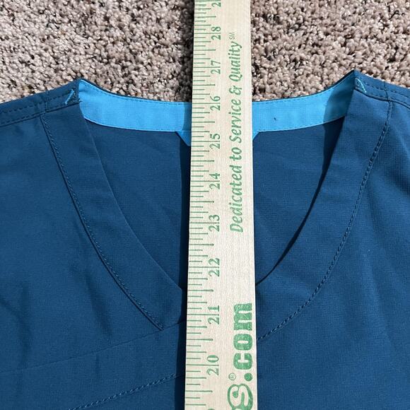 Carhartt Scrub Top Womens Small Blue Force V Neck Medical Utility Pockets Work - Picture 6 of 8